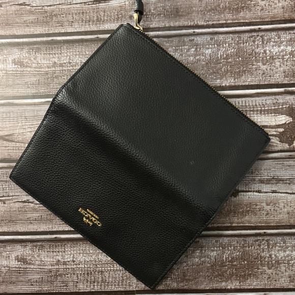 Coach Black Leather Pouch with Gold Accent and wrist strap - Picture 11 of 11
